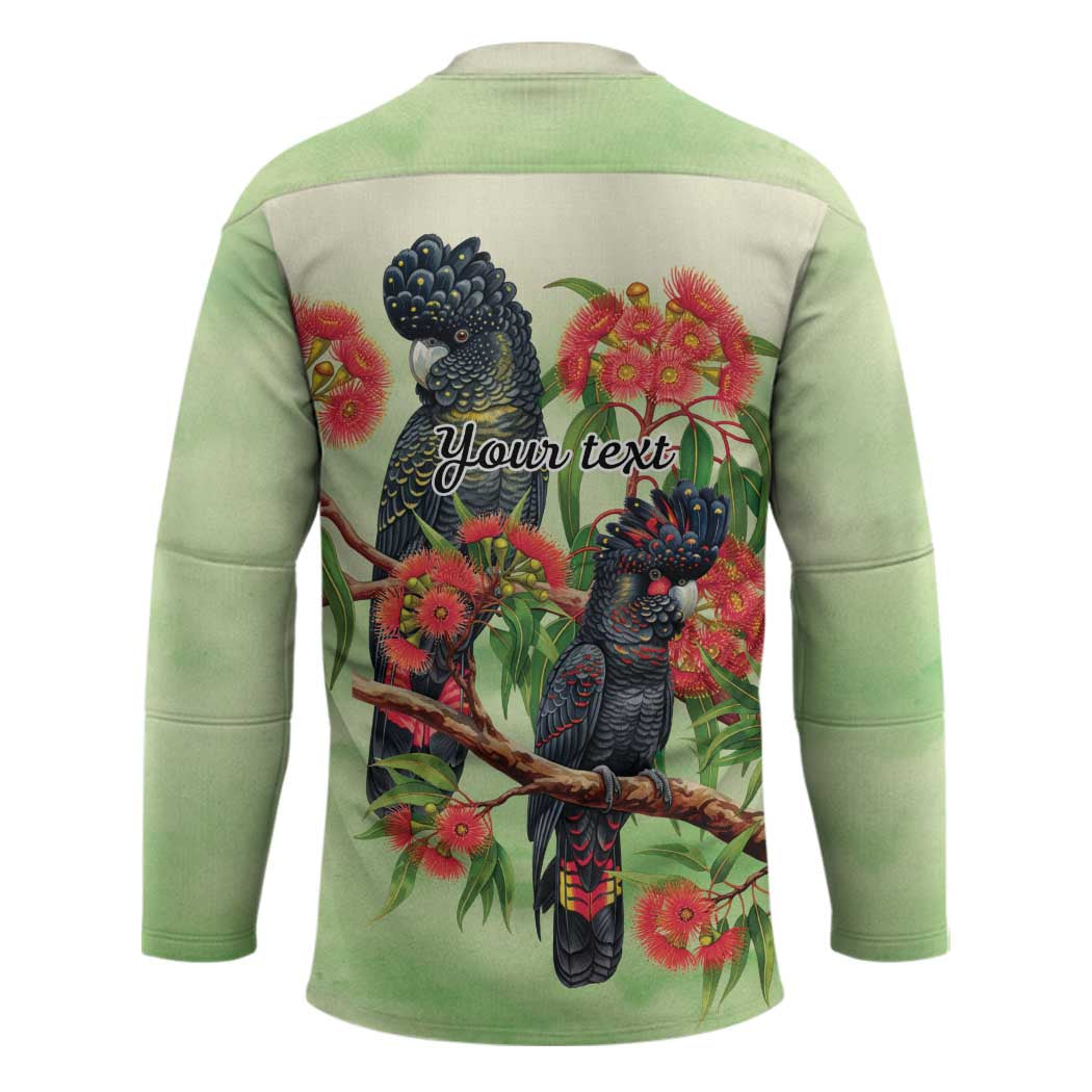 Australia Black Cockatoo and Eucalyptus Hockey Jersey Green Spirit of Aussie Native Bird - Aussie Hoodie