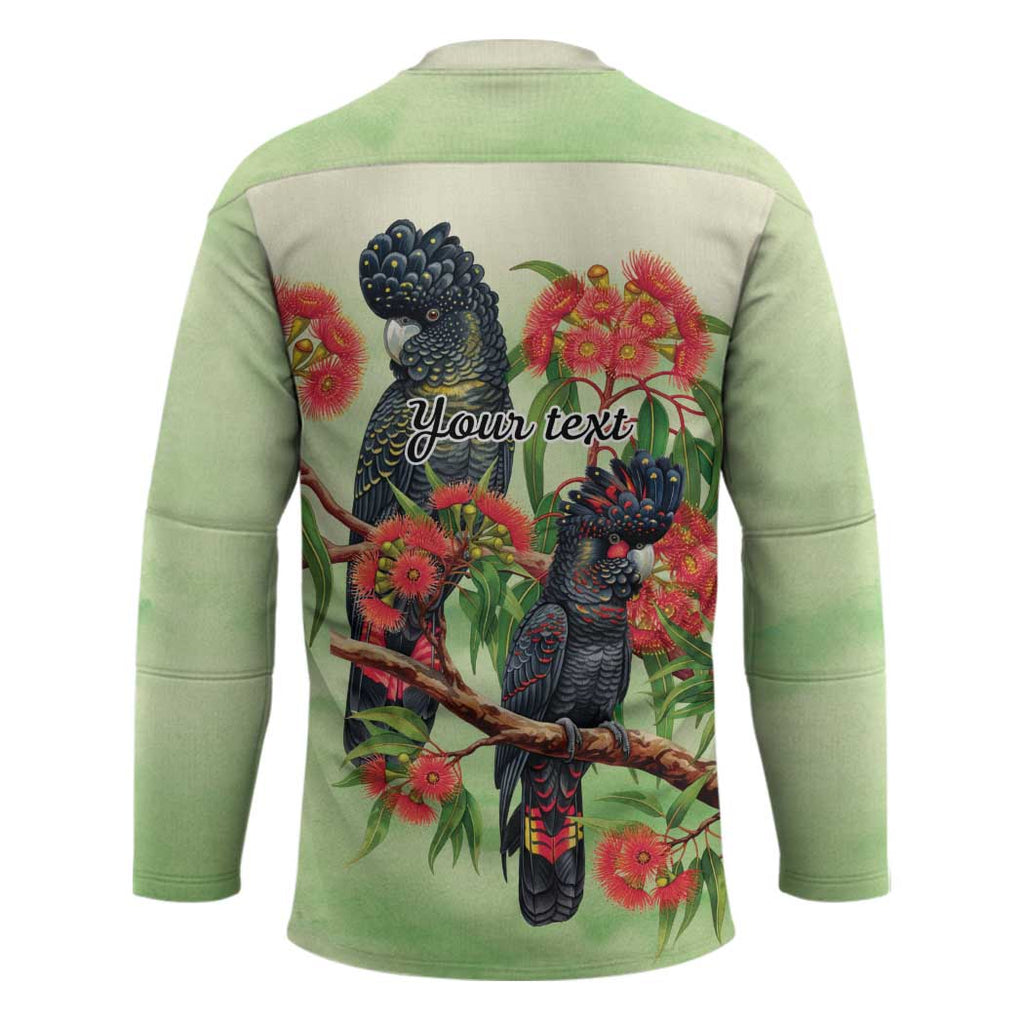 Australia Black Cockatoo and Eucalyptus Hockey Jersey Green Spirit of Aussie Native Bird - Aussie Hoodie