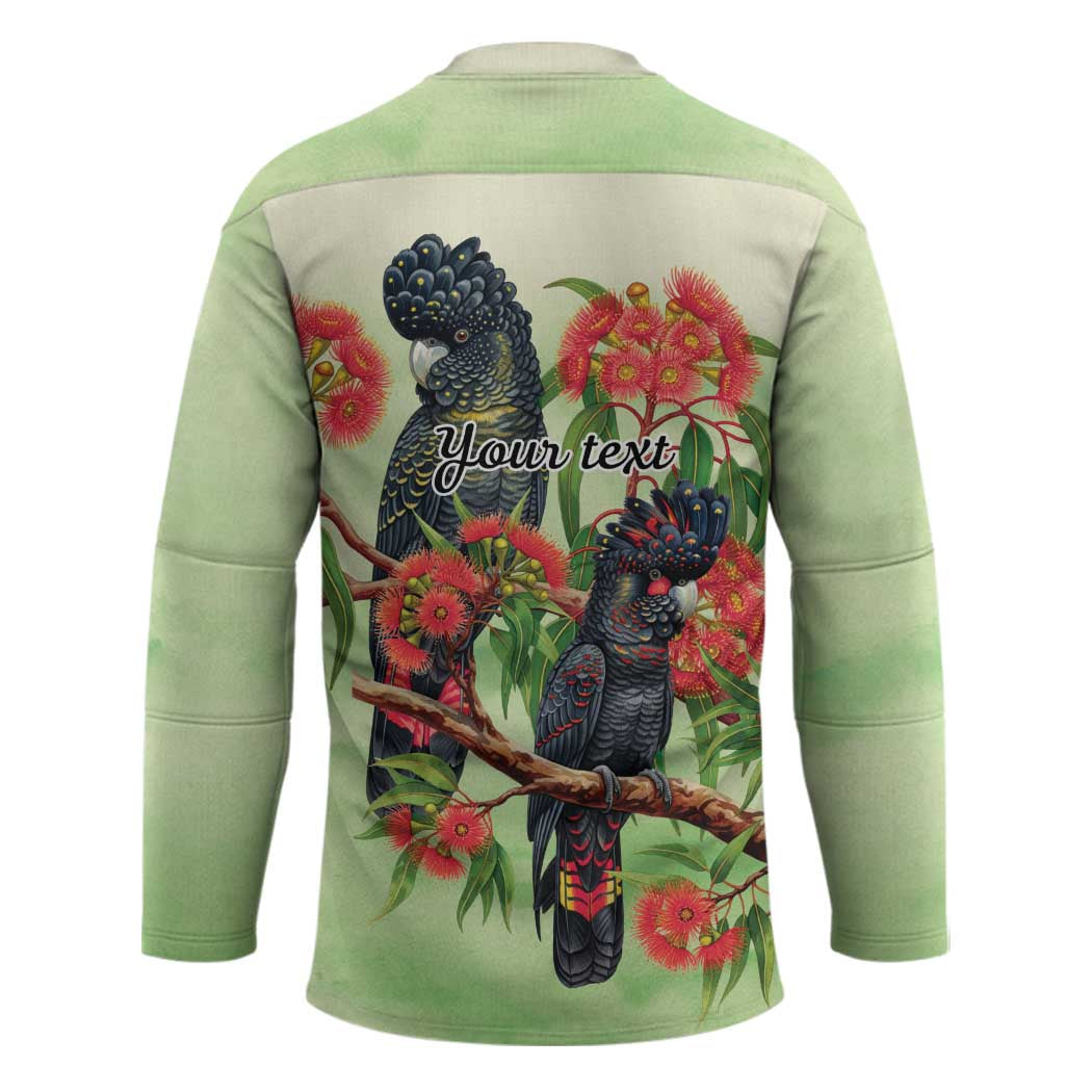Australia Black Cockatoo and Eucalyptus Hockey Jersey Green Spirit of Aussie Native Bird - Aussie Hoodie