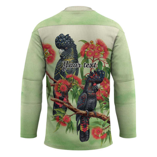 Australia Black Cockatoo and Eucalyptus Hockey Jersey Green Spirit of Aussie Native Bird - Aussie Hoodie