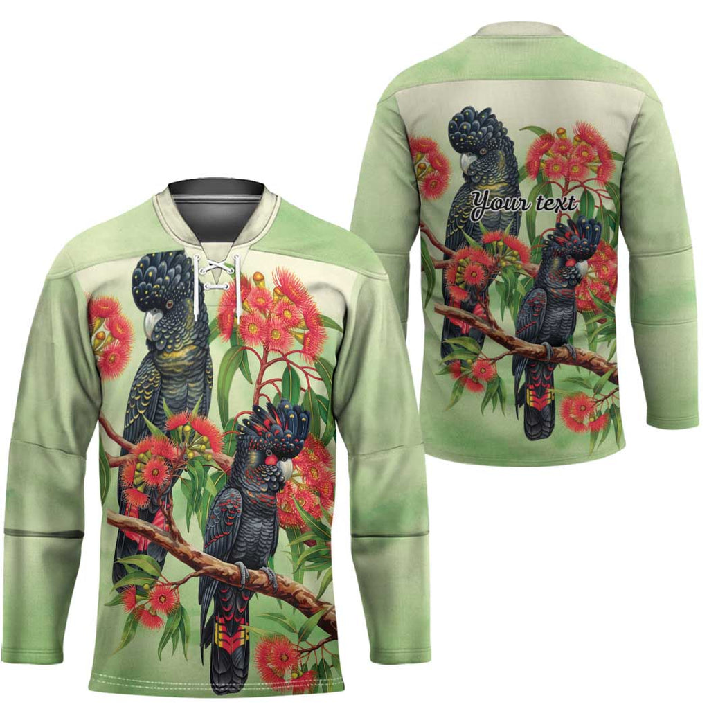 Australia Black Cockatoo and Eucalyptus Hockey Jersey Green Spirit of Aussie Native Bird - Aussie Hoodie
