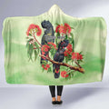 Australia Black Cockatoo and Eucalyptus Hooded Blanket Green Spirit of Aussie Native Bird - Aussie Hoodie