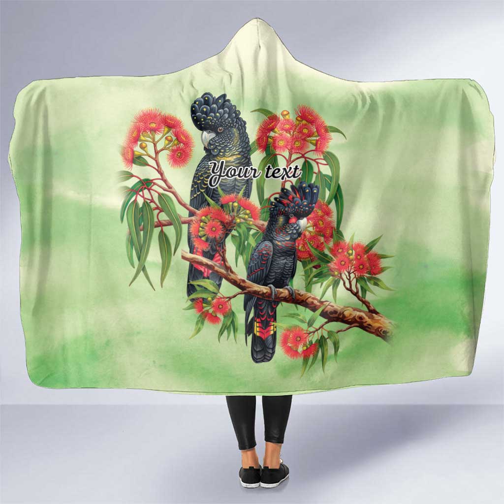 Australia Black Cockatoo and Eucalyptus Hooded Blanket Green Spirit of Aussie Native Bird - Aussie Hoodie