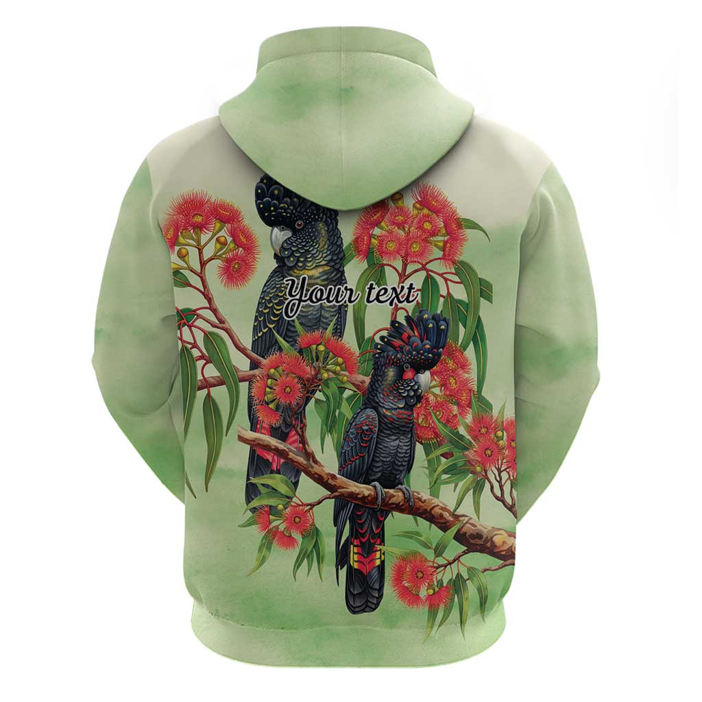Australia Black Cockatoo and Eucalyptus Hoodie Green Spirit of Aussie Native Bird - Aussie Hoodie