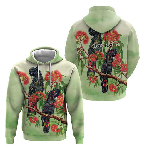 Australia Black Cockatoo and Eucalyptus Hoodie Green Spirit of Aussie Native Bird - Aussie Hoodie