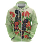 Australia Black Cockatoo and Eucalyptus Hoodie Green Spirit of Aussie Native Bird - Aussie Hoodie