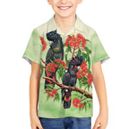 Australia Black Cockatoo and Eucalyptus Kid Hawaiian Shirt Green Spirit of Aussie Native Bird - Aussie Hoodie