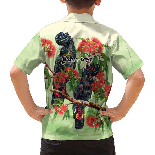 Australia Black Cockatoo and Eucalyptus Kid Hawaiian Shirt Green Spirit of Aussie Native Bird - Aussie Hoodie