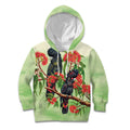 Australia Black Cockatoo and Eucalyptus Kid Hoodie Green Spirit of Aussie Native Bird - Aussie Hoodie