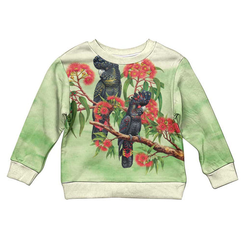 Australia Black Cockatoo and Eucalyptus Kid Ugly Christmas Sweater Green Spirit of Aussie Native Bird - Aussie Hoodie