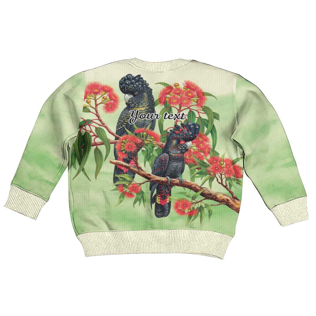 Australia Black Cockatoo and Eucalyptus Kid Ugly Christmas Sweater Green Spirit of Aussie Native Bird - Aussie Hoodie