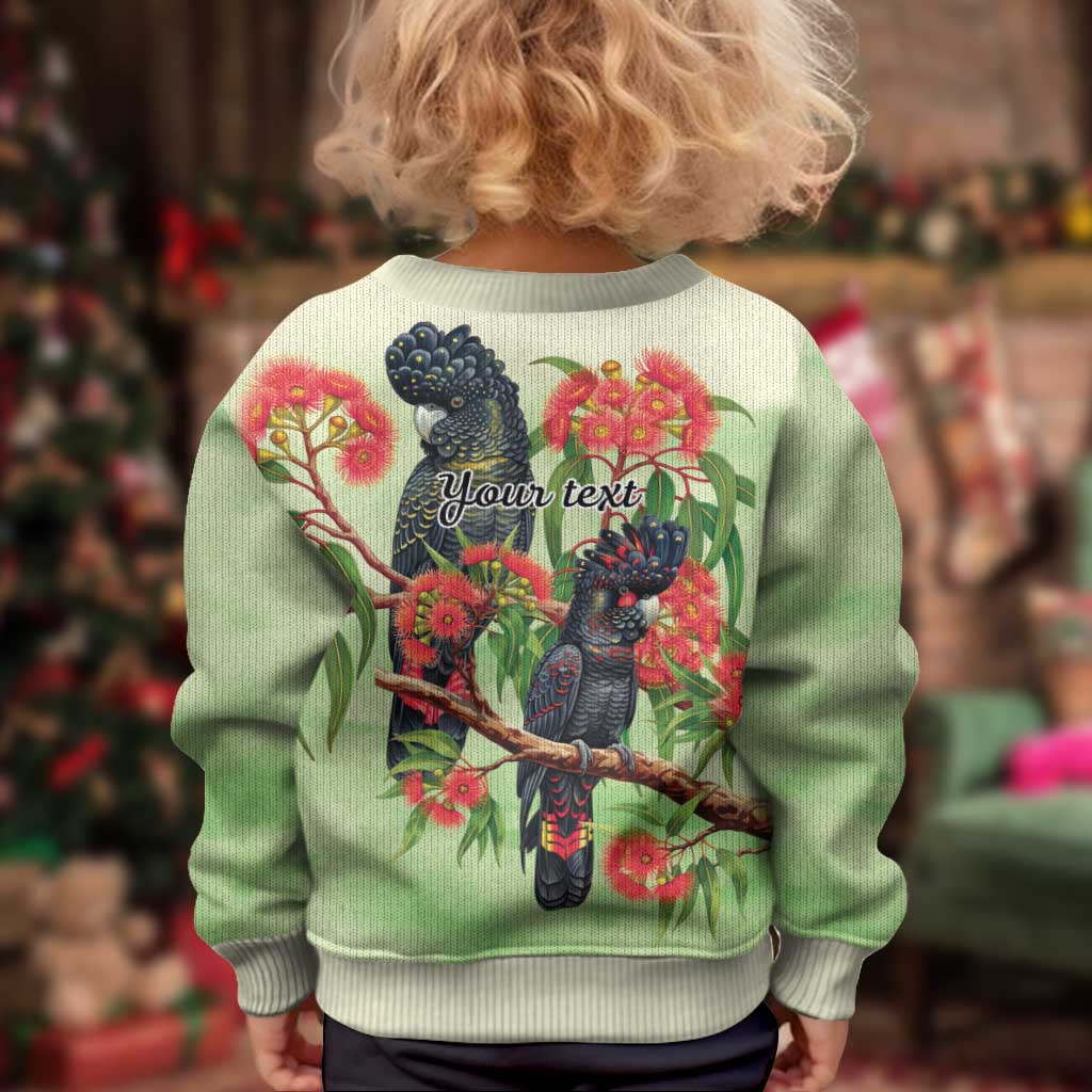 Australia Black Cockatoo and Eucalyptus Kid Ugly Christmas Sweater Green Spirit of Aussie Native Bird - Aussie Hoodie