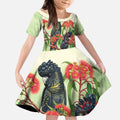 Australia Black Cockatoo and Eucalyptus Kid Short Sleeve Dress Green Spirit of Aussie Native Bird - Aussie Hoodie