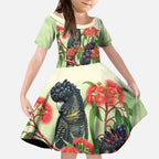 Australia Black Cockatoo and Eucalyptus Kid Short Sleeve Dress Green Spirit of Aussie Native Bird - Aussie Hoodie