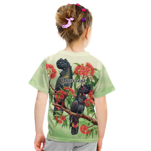 Australia Black Cockatoo and Eucalyptus Kid T Shirt Green Spirit of Aussie Native Bird - Aussie Hoodie