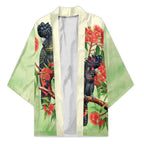 Australia Black Cockatoo and Eucalyptus Kimono Green Spirit of Aussie Native Bird - Aussie Hoodie
