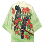 Australia Black Cockatoo and Eucalyptus Kimono Green Spirit of Aussie Native Bird - Aussie Hoodie
