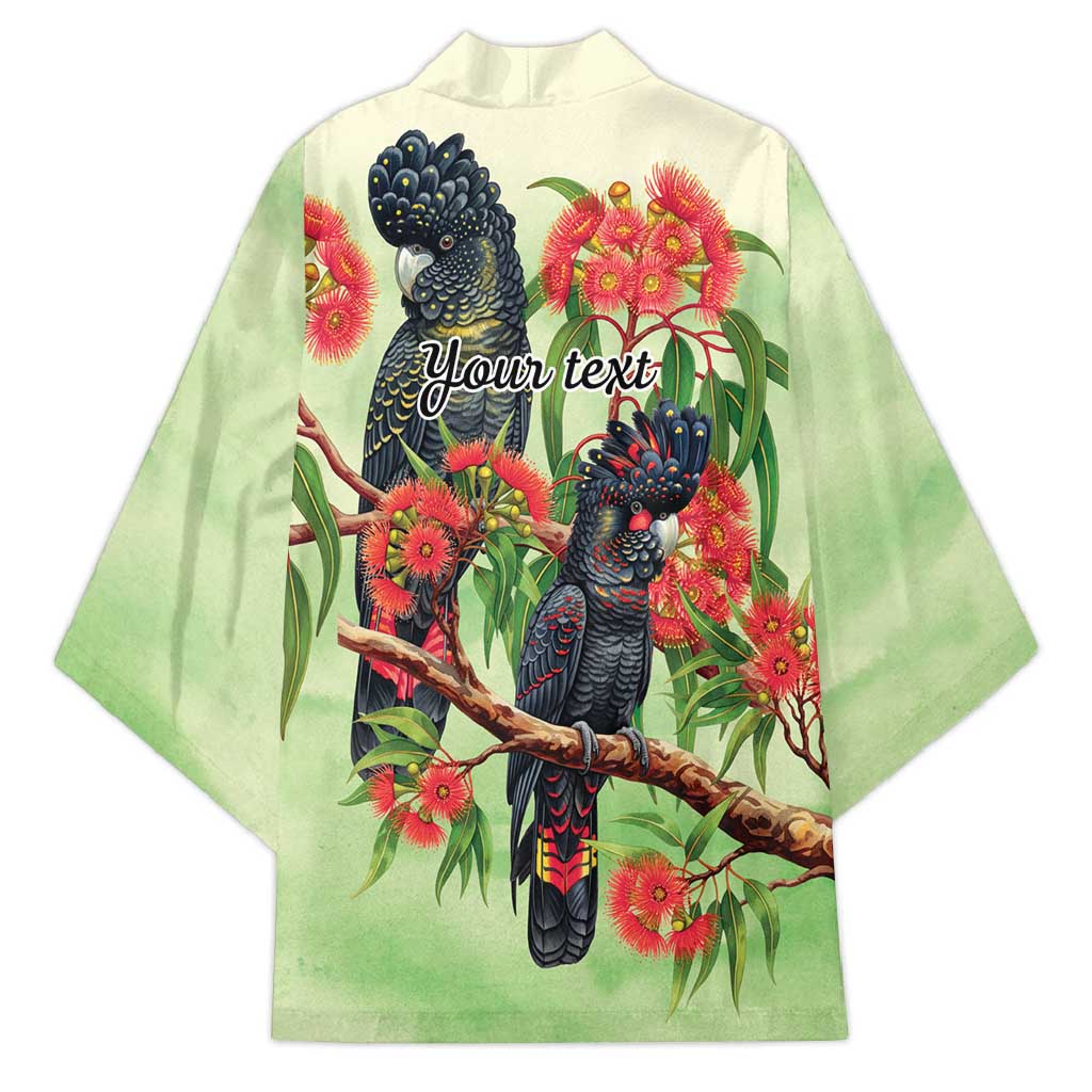 Australia Black Cockatoo and Eucalyptus Kimono Green Spirit of Aussie Native Bird - Aussie Hoodie
