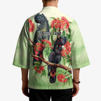 Australia Black Cockatoo and Eucalyptus Kimono Green Spirit of Aussie Native Bird - Aussie Hoodie