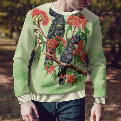 Australia Black Cockatoo and Eucalyptus Ugly Christmas Sweater Green Spirit of Aussie Native Bird - Aussie Hoodie