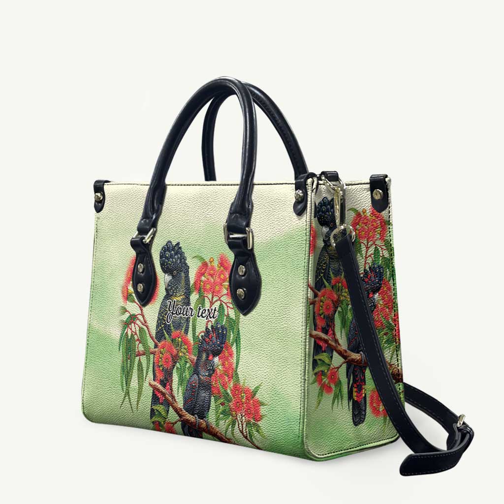 Australia Black Cockatoo and Eucalyptus Leather Bag Green Spirit of Aussie Native Bird - Aussie Hoodie