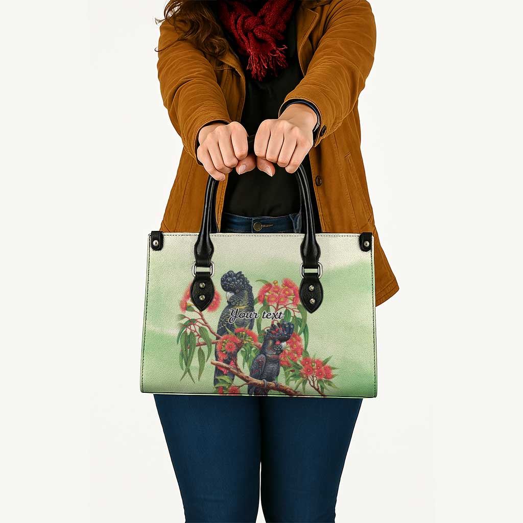 Australia Black Cockatoo and Eucalyptus Leather Bag Green Spirit of Aussie Native Bird - Aussie Hoodie