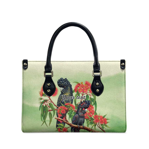 Australia Black Cockatoo and Eucalyptus Leather Bag Green Spirit of Aussie Native Bird - Aussie Hoodie