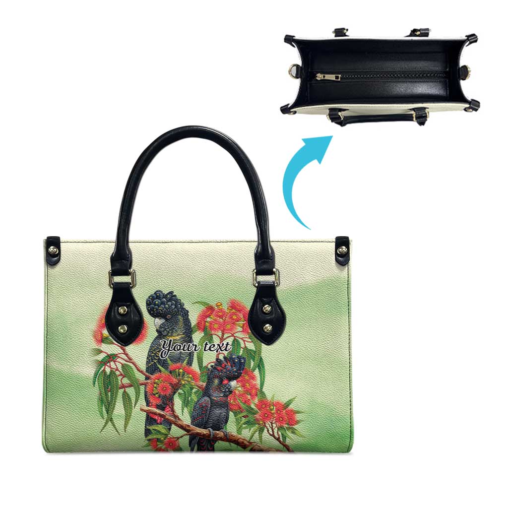 Australia Black Cockatoo and Eucalyptus Leather Bag Green Spirit of Aussie Native Bird - Aussie Hoodie