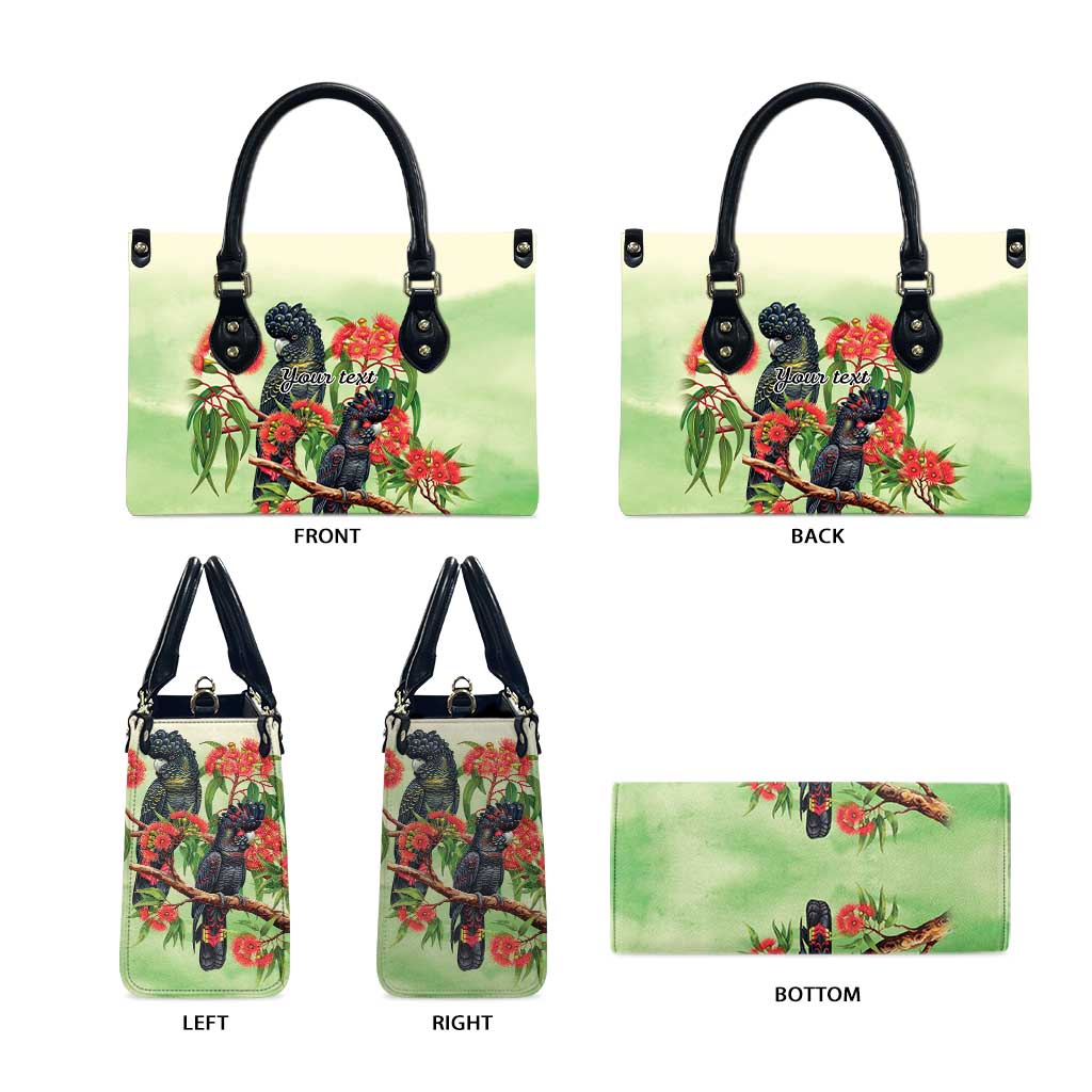 Australia Black Cockatoo and Eucalyptus Leather Bag Green Spirit of Aussie Native Bird - Aussie Hoodie
