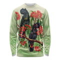 Australia Black Cockatoo and Eucalyptus Long Sleeve Shirt Green Spirit of Aussie Native Bird - Aussie Hoodie