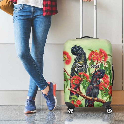 Australia Black Cockatoo and Eucalyptus Luggage Cover Green Spirit of Aussie Native Bird - Aussie Hoodie