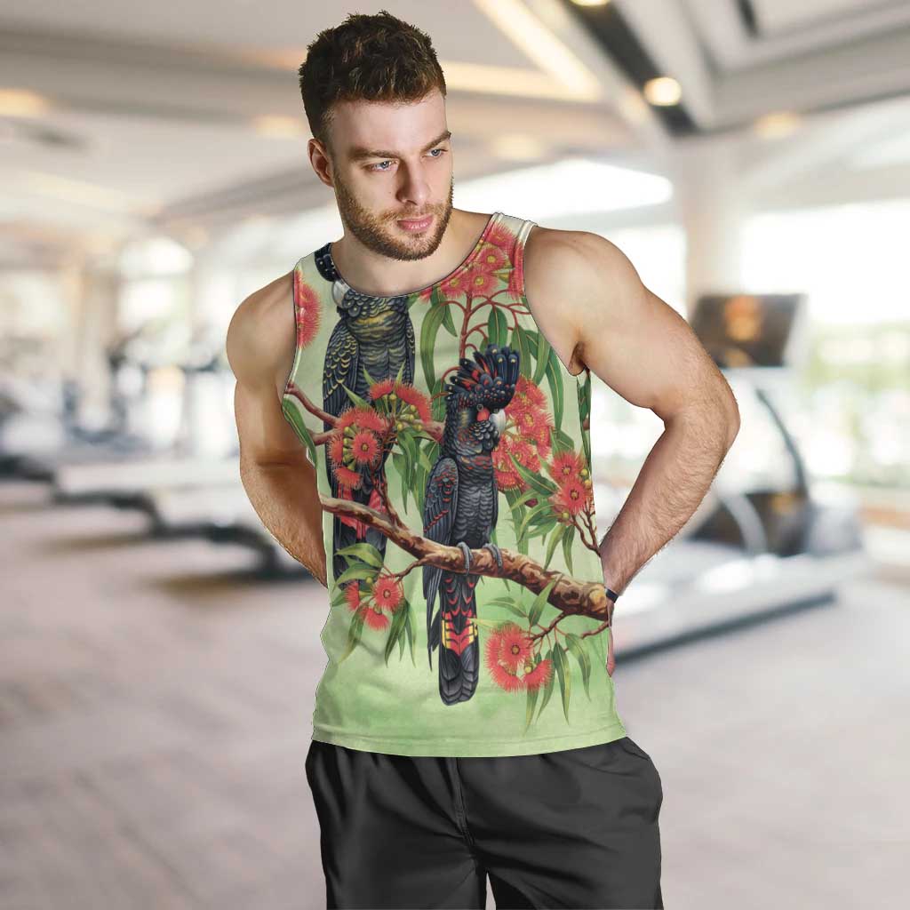 Australia Black Cockatoo and Eucalyptus Men Tank Top Green Spirit of Aussie Native Bird - Aussie Hoodie