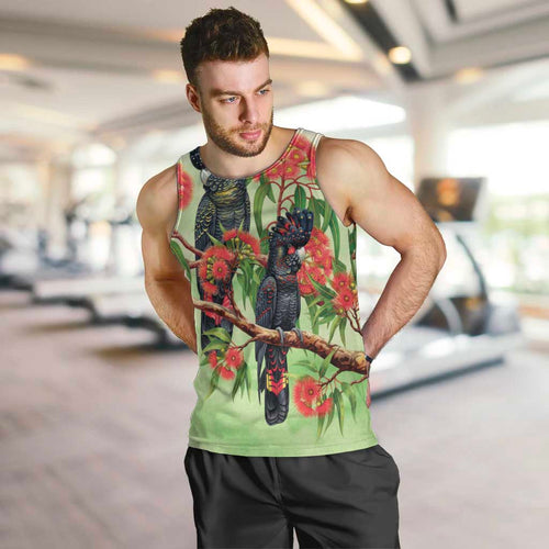 Australia Black Cockatoo and Eucalyptus Men Tank Top Green Spirit of Aussie Native Bird - Aussie Hoodie