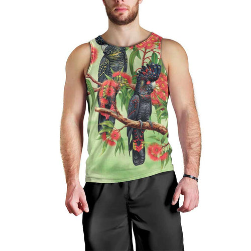Australia Black Cockatoo and Eucalyptus Men Tank Top Green Spirit of Aussie Native Bird - Aussie Hoodie