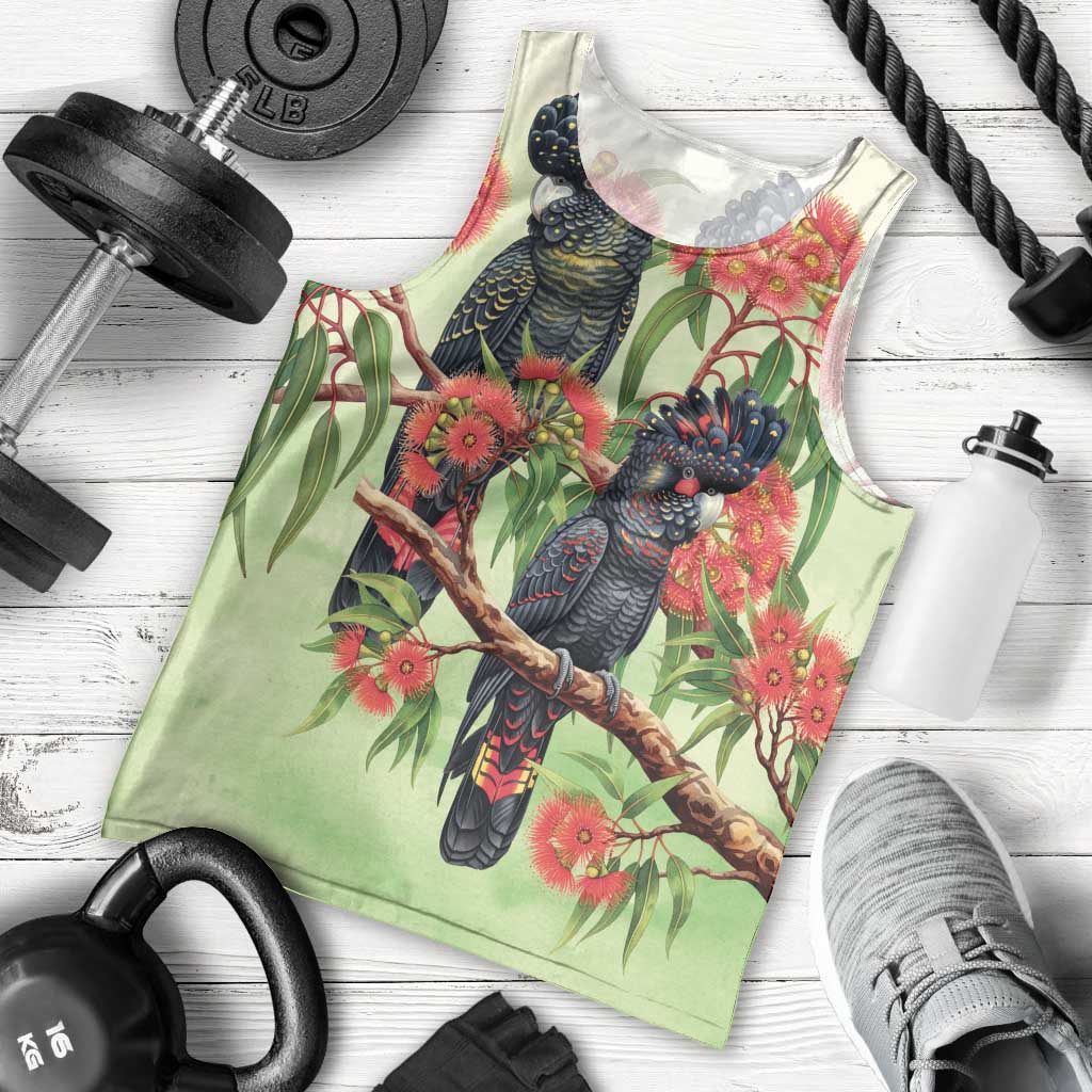 Australia Black Cockatoo and Eucalyptus Men Tank Top Green Spirit of Aussie Native Bird - Aussie Hoodie