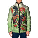 Australia Black Cockatoo and Eucalyptus Padded Jacket Green Spirit of Aussie Native Bird - Aussie Hoodie