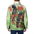 Australia Black Cockatoo and Eucalyptus Padded Jacket Green Spirit of Aussie Native Bird - Aussie Hoodie
