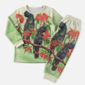 Australia Black Cockatoo and Eucalyptus Christmas Pajama Set Green Spirit of Aussie Native Bird - Aussie Hoodie