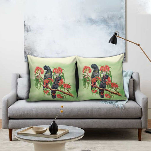Australia Black Cockatoo and Eucalyptus Pillow Cover Green Spirit of Aussie Native Bird - Aussie Hoodie