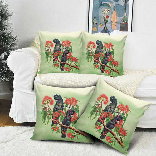Australia Black Cockatoo and Eucalyptus Pillow Cover Green Spirit of Aussie Native Bird - Aussie Hoodie