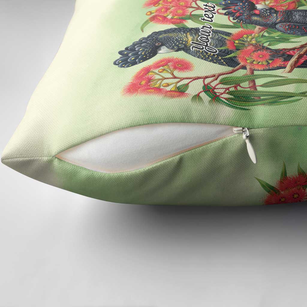 Australia Black Cockatoo and Eucalyptus Pillow Cover Green Spirit of Aussie Native Bird - Aussie Hoodie