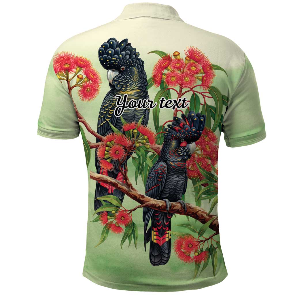 Australia Black Cockatoo and Eucalyptus Polo Shirt Green Spirit of Aussie Native Bird - Aussie Hoodie