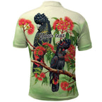 Australia Black Cockatoo and Eucalyptus Polo Shirt Green Spirit of Aussie Native Bird - Aussie Hoodie