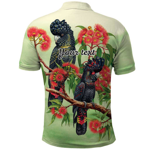 Australia Black Cockatoo and Eucalyptus Polo Shirt Green Spirit of Aussie Native Bird - Aussie Hoodie
