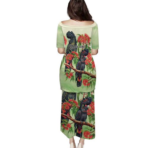 Australia Black Cockatoo and Eucalyptus Puletasi Green Spirit of Aussie Native Bird - Aussie Hoodie