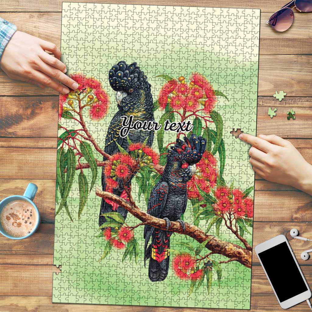 Australia Black Cockatoo and Eucalyptus Puzzle Green Spirit of Aussie Native Bird - Aussie Hoodie