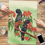 Australia Black Cockatoo and Eucalyptus Puzzle Green Spirit of Aussie Native Bird - Aussie Hoodie