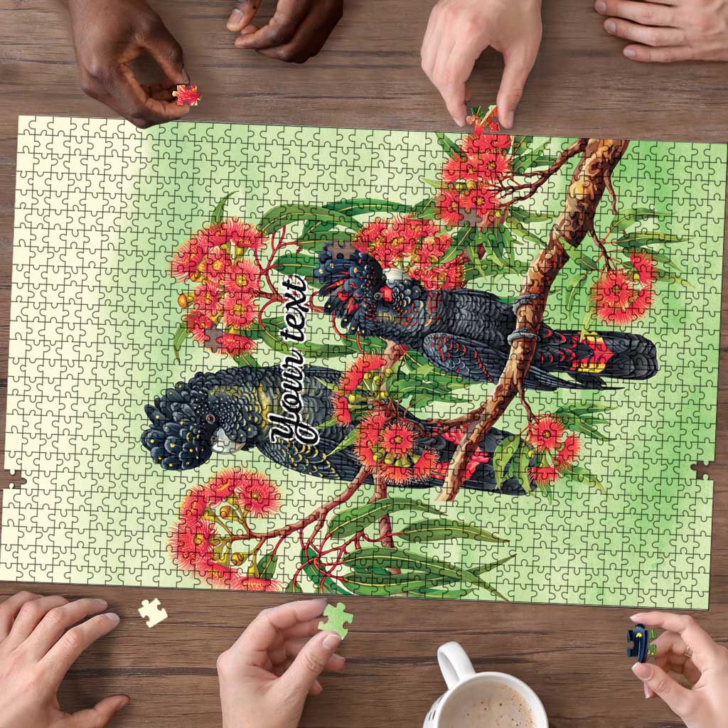 Australia Black Cockatoo and Eucalyptus Puzzle Green Spirit of Aussie Native Bird - Aussie Hoodie