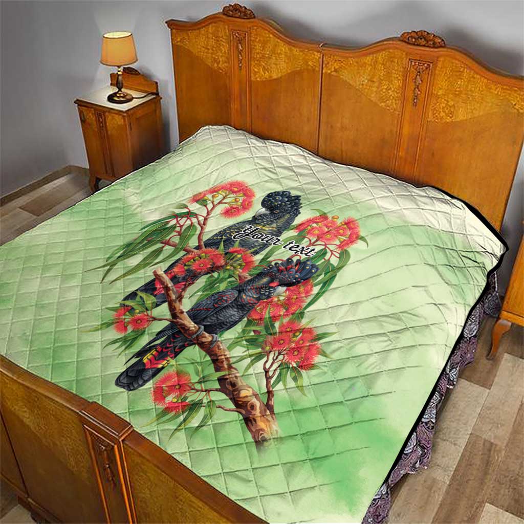 Australia Black Cockatoo and Eucalyptus Quilt Green Spirit of Aussie Native Bird - Aussie Hoodie