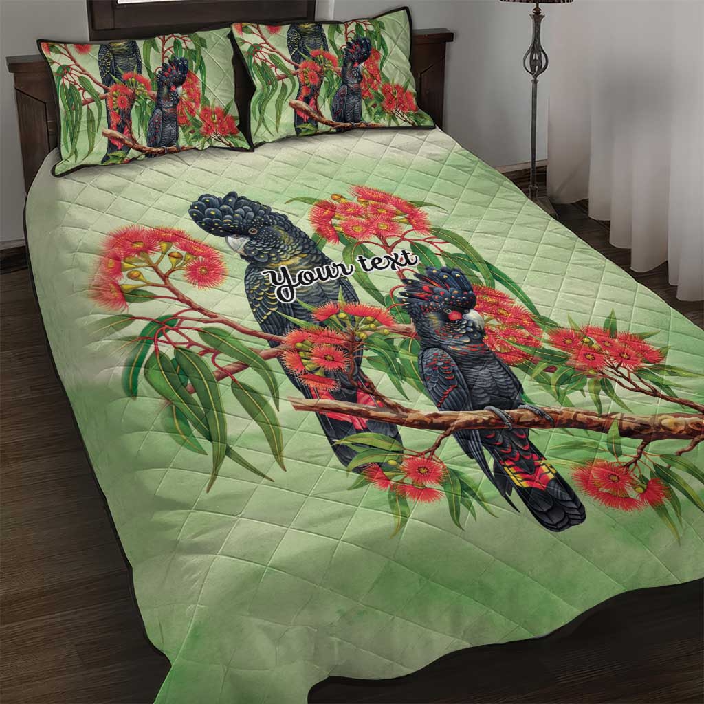 Australia Black Cockatoo and Eucalyptus Quilt Bed Set Green Spirit of Aussie Native Bird - Aussie Hoodie